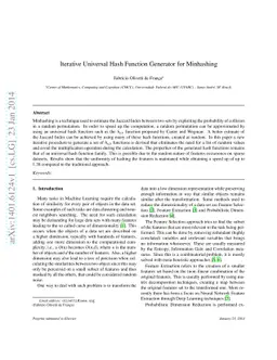 Iterative Universal Hash Function Generator for Minhashing