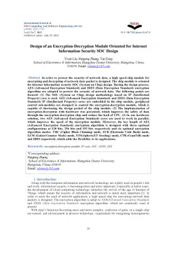 Design of an Encryption-Decryption Module Oriented for Internet
  Information Security SOC Design