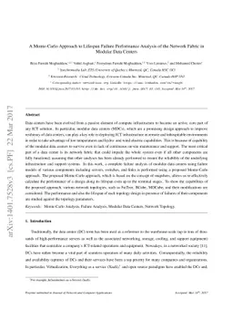 A Monte-Carlo Approach to Lifespan Failure Performance Analysis of the
  Network Fabric in Modular Data Centers