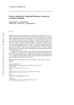 Extrinsic Methods for Coding and Dictionary Learning on Grassmann
  Manifolds