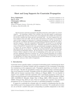 Short and Long Supports for Constraint Propagation