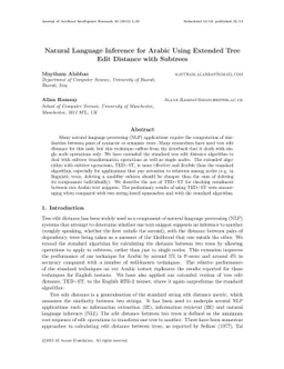 Natural Language Inference for Arabic Using Extended Tree Edit Distance
  with Subtrees