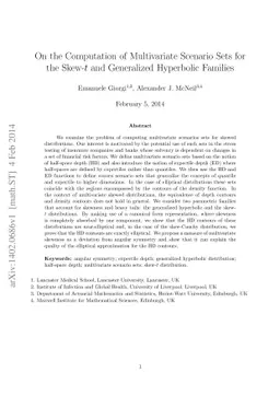 On the Computation of Multivariate Scenario Sets for the Skew-t and
  Generalized Hyperbolic Families