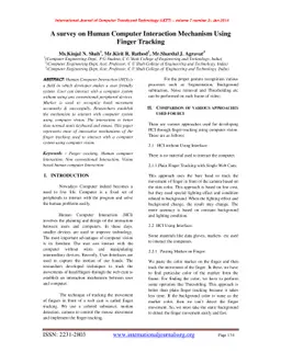 A survey on Human Computer Interaction Mechanism Using Finger Tracking