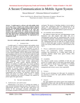 A Secure Communication in Mobile Agent System