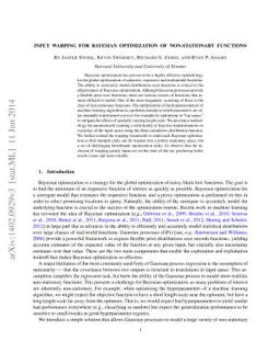 Input Warping for Bayesian Optimization of Non-stationary Functions