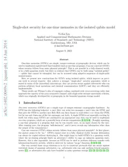 Single-shot security for one-time memories in the isolated qubits model