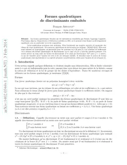 Formes quadratiques de discriminants emboîtés