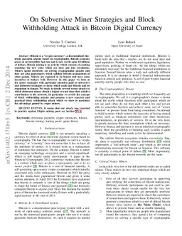 On Subversive Miner Strategies and Block Withholding Attack in Bitcoin
  Digital Currency