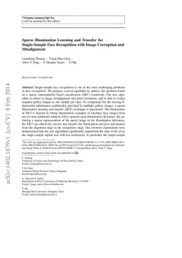 Sparse Illumination Learning and Transfer for Single-Sample Face
  Recognition with Image Corruption and Misalignment