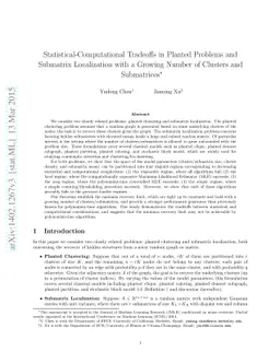 Statistical-Computational Tradeoffs in Planted Problems and Submatrix
  Localization with a Growing Number of Clusters and Submatrices