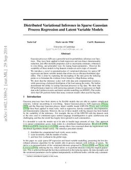 Distributed Variational Inference in Sparse Gaussian Process Regression
  and Latent Variable Models