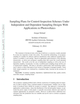 Sampling Plans for Control-Inspection Schemes Under Independent and
  Dependent Sampling Designs With Applications to Photovoltaics