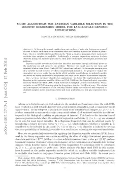 MCMC algorithms for Bayesian variable selection in the logistic
  regression model for large-scale genomic applications