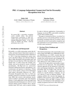 PR2: A Language Independent Unsupervised Tool for Personality
  Recognition from Text