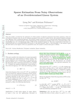Sparse Estimation From Noisy Observations of an Overdetermined Linear
  System