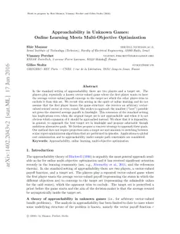 Approachability in unknown games: Online learning meets multi-objective
  optimization