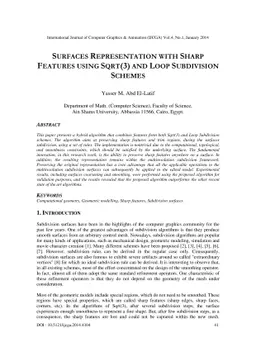 Surfaces Representation with Sharp Features Using Sqrt(3) and Loop
  Subdivision Schemes