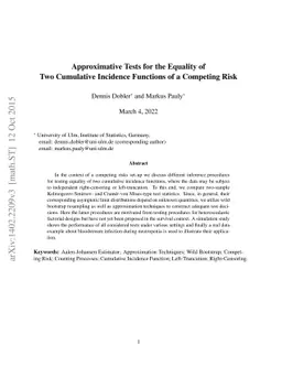 Approximative Tests for the Equality of Two Cumulative Incidence
  Functions of a Competing Risk