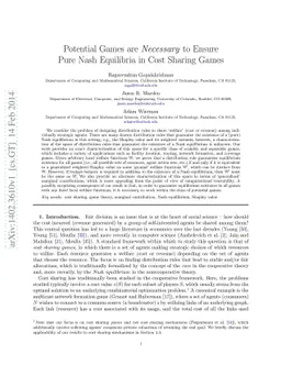 Potential Games are Necessary to Ensure Pure Nash Equilibria in Cost
  Sharing Games