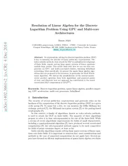 Resolution of Linear Algebra for the Discrete Logarithm Problem Using
  GPU and Multi-core Architectures
