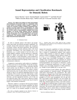 Sound Representation and Classification Benchmark for Domestic Robots