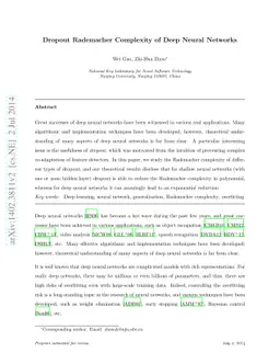 Dropout Rademacher Complexity of Deep Neural Networks