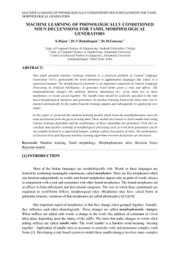 Machine Learning of Phonologically Conditioned Noun Declensions For
  Tamil Morphological Generators