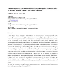 A Fast Compressive Sensing Based Digital Image Encryption Technique
  using Structurally Random Matrices and Arnold Transform