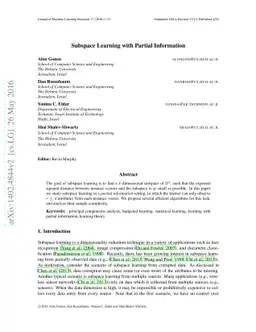 Subspace Learning with Partial Information