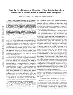 Does the D.C. Response of Memristors Allow Robotic Short-Term Memory and
  a Possible Route to Artificial Time Perception?