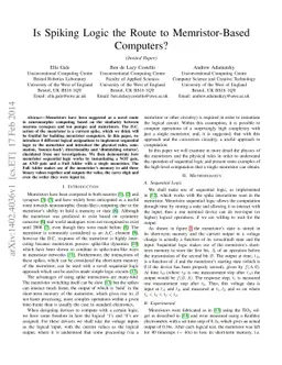 Is Spiking Logic the Route to Memristor-Based Computers?