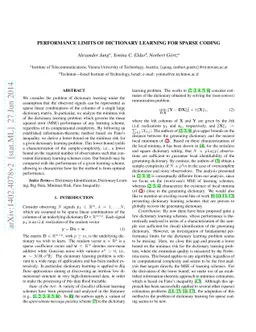Performance Limits of Dictionary Learning for Sparse Coding