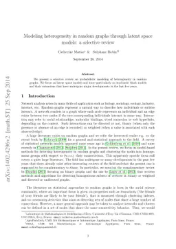 Modeling heterogeneity in random graphs through latent space models: a
  selective review