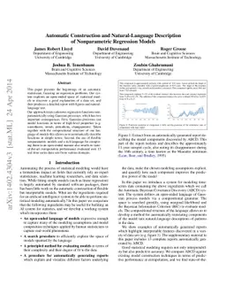 Automatic Construction and Natural-Language Description of Nonparametric
  Regression Models