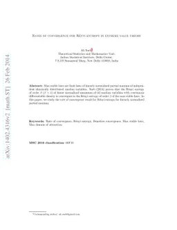 Rates of convergence for Renyi entropy in extreme value theory