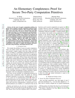An Elementary Completeness Proof for Secure Two-Party Computation
  Primitives