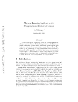 Machine Learning Methods in the Computational Biology of Cancer