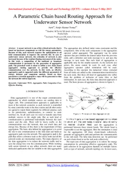 A Parametric Chain based Routing Approach for Underwater Sensor Network