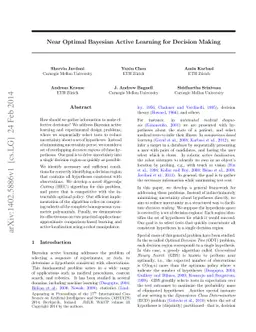 Near Optimal Bayesian Active Learning for Decision Making