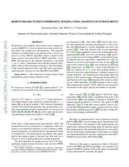 Robust Binary Fused Compressive Sensing using Adaptive Outlier Pursuit