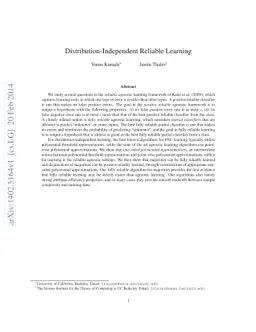 Distribution-Independent Reliable Learning