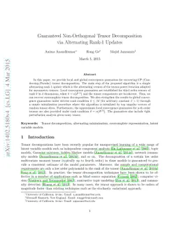 Guaranteed Non-Orthogonal Tensor Decomposition via Alternating Rank-$1$
  Updates