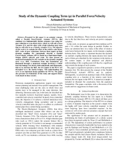 Study of the Dynamic Coupling Term (μ) in Parallel Force/Velocity
  Actuated Systems