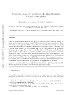 Asymptotic Linear Spectral Statistics for Spiked Hermitian Random Matrix
  Models