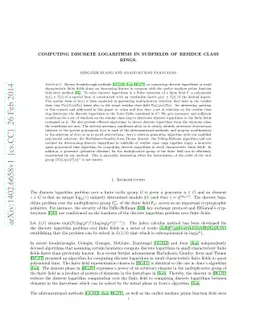 Computing discrete logarithms in subfields of residue class rings