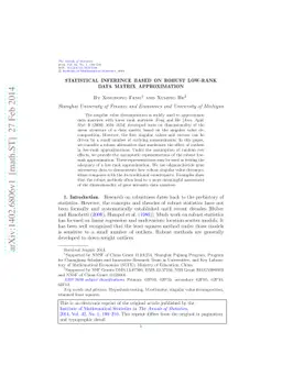 Statistical inference based on robust low-rank data matrix approximation