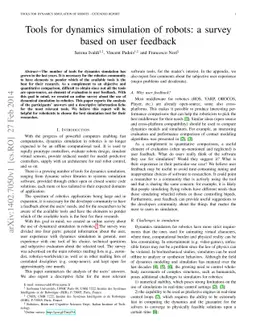 Tools for dynamics simulation of robots: a survey based on user feedback