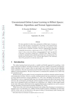 Unconstrained Online Linear Learning in Hilbert Spaces: Minimax
  Algorithms and Normal Approximations