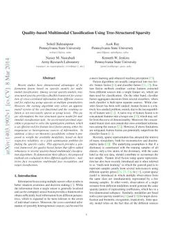 Quality-based Multimodal Classification Using Tree-Structured Sparsity